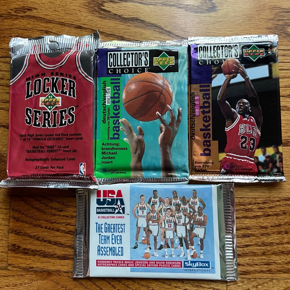 Four Vintage Sealed Unopened Packs of Basketball